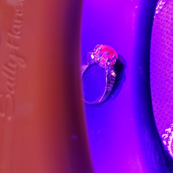 Elegant 925° Silver 2ct Lab.Ruby And 22 Litl Rubys Ring. - Picture 4 of 9